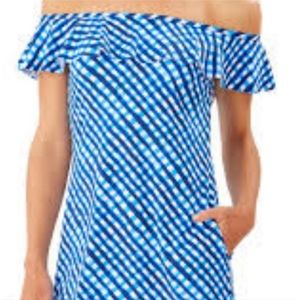 Tommy Bahama Harbor Island Off Shoulder Spa Dress Azure BLue MEDUIM